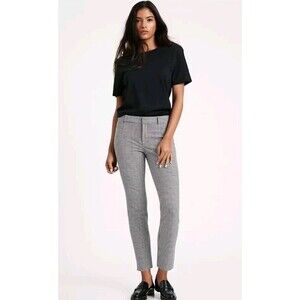 Banana Republic Sloan Pants Mid-rise Skinny White Black Plaid Bi-Stretch Pants 4